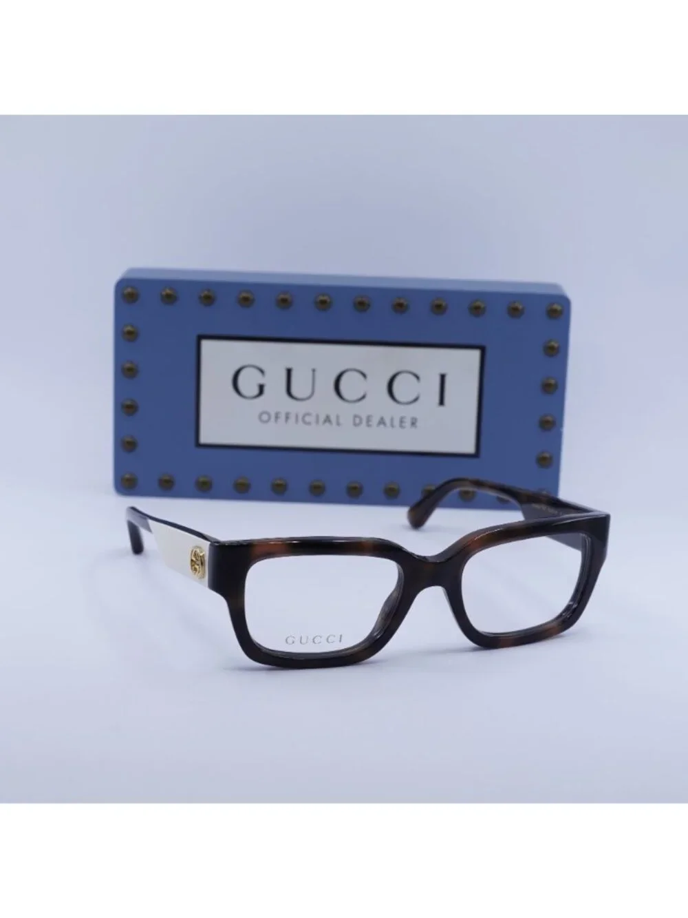 Gucci GG1666O 007 Square Eyeglasses 53mm - Havana with White